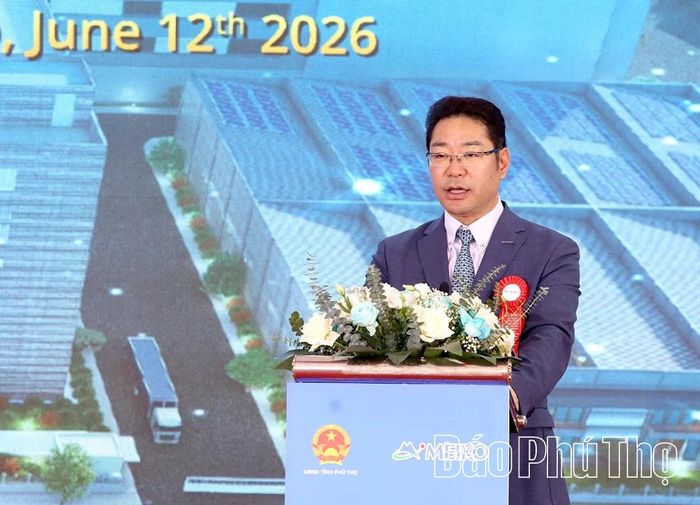 Phó Chủ tịch Tập đoàn Meiko Sakate Atsushi phát biểu tại lễ khởi công.