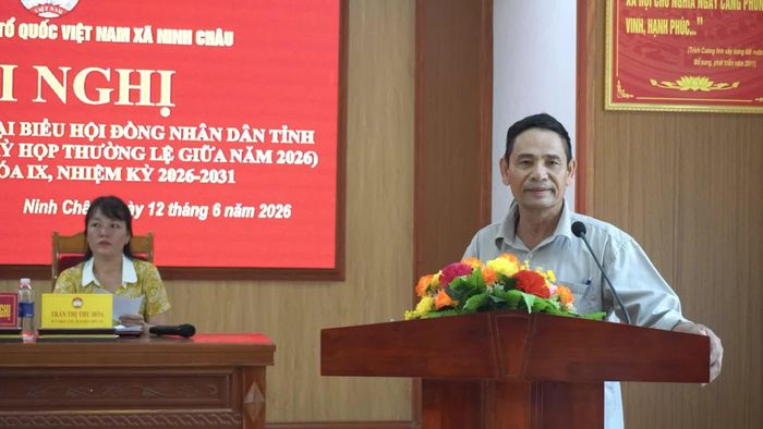 Cử tri phát biểu ý kiến tại buổi tiếp xúc - Ảnh: H.T