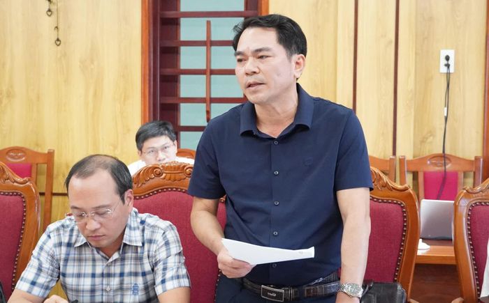 Đại diện lãnh đạo Văn phòng Tỉnh ủy phát biểu tại buổi làm việc - Ảnh: Q.V