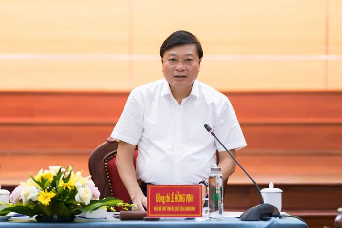 Đồng chí Lê Hồng Vinh, Chủ tịch UBND tỉnh phát biểu tại buổi làm việc - Ảnh: N.Q
