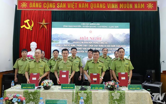 Lãnh đạo Chi cục Kiểm lâm 4 tỉnh ký kết Quy chế.