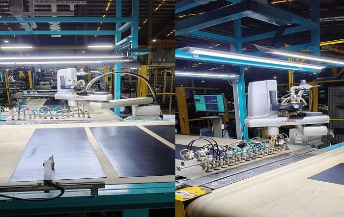 Máy cắt, nối vải mành tự động bằng cánh tay robot tại Công ty CP Cao su Đà Nẵng góp phần nâng cao độ chính xác mối nối, tăng năng suất và bảo đảm độ ổn định của sản phẩm lốp