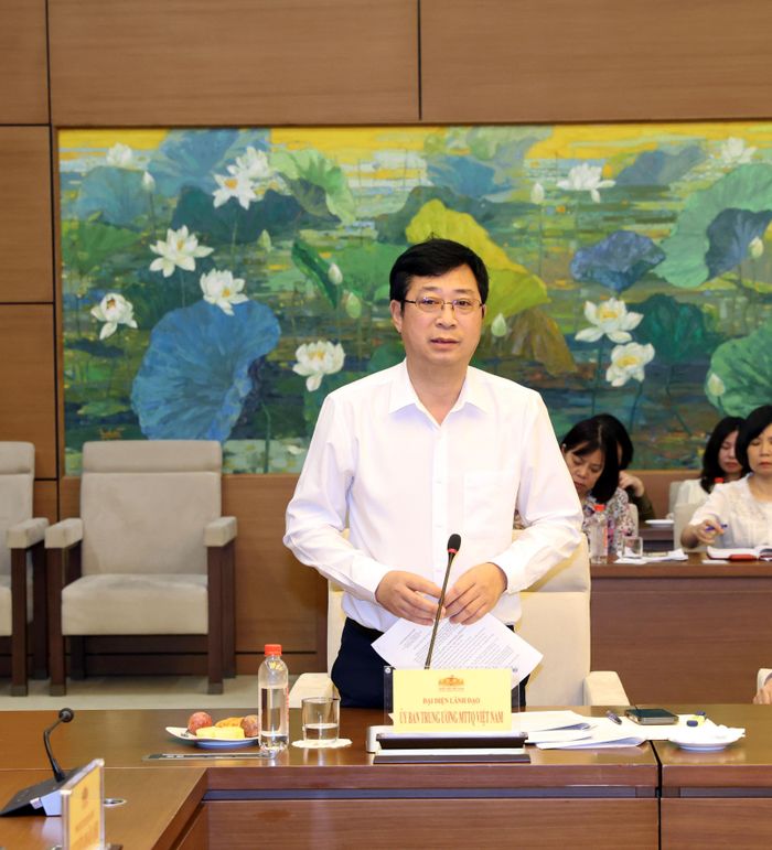 Phó Chủ tịch Ủy ban Trung ương Mặt trận Tổ quốc Việt Nam Cao Xuân Thạo phát biểu