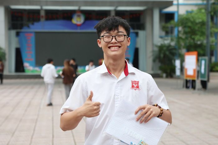Thí sinh Trần Đức Minh Quân tại Điểm thi Trường THCS Thành Công. Ảnh: An Nhiên