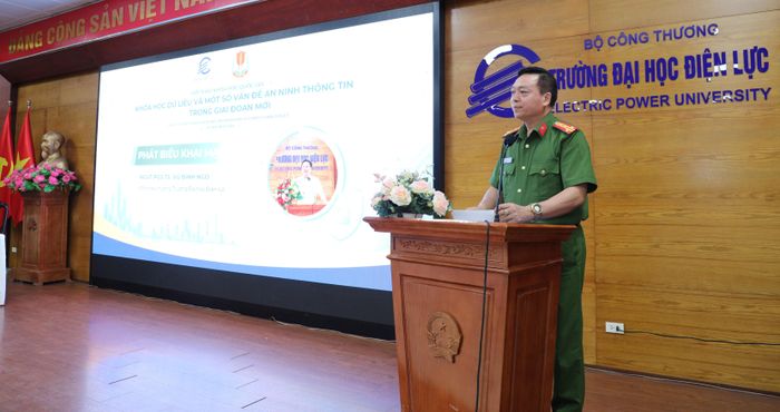 Phó Giám đốc Học viện Cảnh sát nhân dân, Đại tá - PGS.TS Nguyễn Đăng Sáu phát biểu