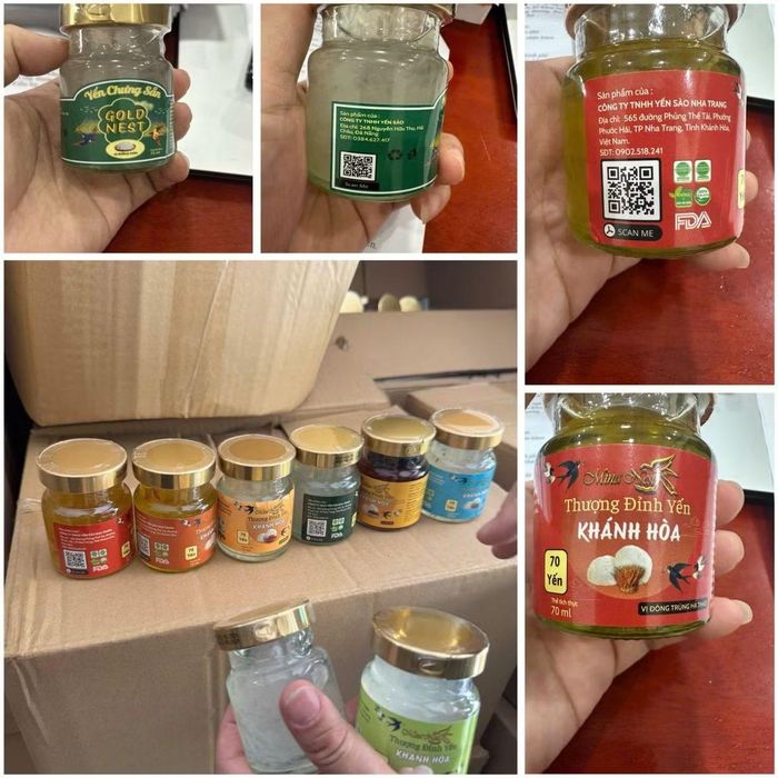 Các hũ nước yến được các đối tượng làm giả.