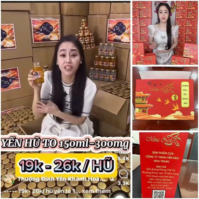 Đối tượng Vũ Thùy Trang livestream giới thiệu, bán sản phẩm mang nhãn hiệu "Mina Nest" và "Gold Nest" trên nền tảng mạng xã hội facebook.