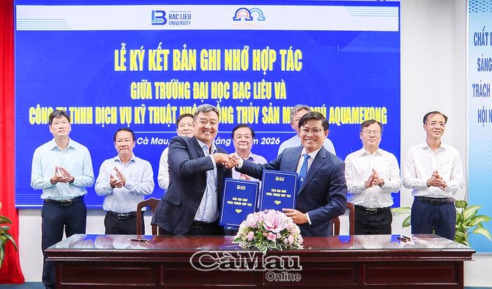 Trường Đại học Bạc Liêu ký kết hợp tác với Công ty TNHH Dịch vụ kỹ thuật Nuôi trồng thủy sản Minh Phú AquaMekong.