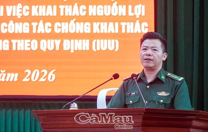 Đại tá Lê Đình Sơn, Phó Chỉ huy trưởng, Tham mưu trưởng Ban Chỉ huy Bộ đội Biên phòng tỉnh, thông tin về công tác kiểm soát tàu cá xuất, nhập bến; quản lý tàu cá có nguy cơ cao vi phạm IUU.