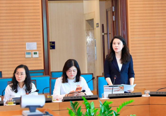 Bí thư Đảng ủy, Chủ tịch HĐND phường Hai Bà Trưng Chu Hồng Minh thảo luận tại Tổ 2. Ảnh: Thành Thái