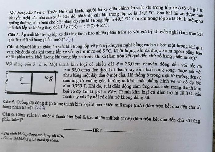Đề thi môn Vật lý tốt nghiệp THPT 2026 mã đề 0214.