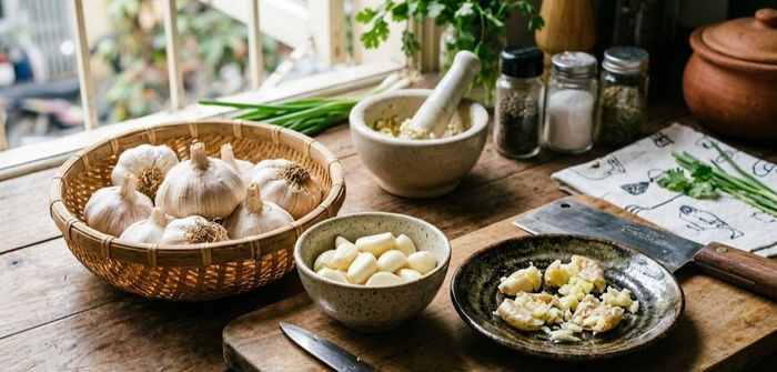 Khi được nghiền nát, băm nhỏ hoặc giã nát, tỏi sẽ tạo ra hợp chất allicin.