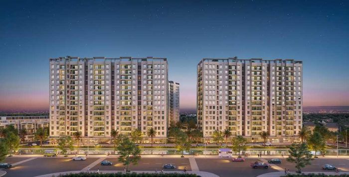 Phối cảnh Dự án nhà ở xã hội tại ô đất II-OM21 phân khu 11 phường Việt Hưng và phường Hoành Bồ. Ảnh: QMG.