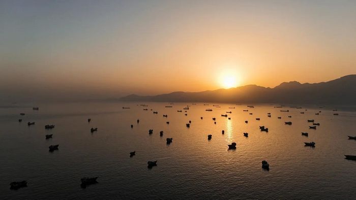 Các tàu neo đậu tại eo biển Hormuz, nhìn từ Musandam, Oman hôm 3/6. Ảnh: Reuters.
