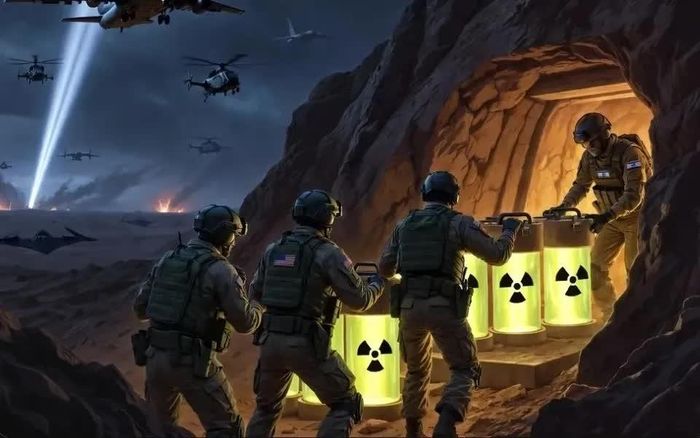 Tình huống giả định: Đặc nhiệm Mỹ - Israel được huy động để tịch thu urani đã làm giàu. Đồ họa: AI Eurasian Times.