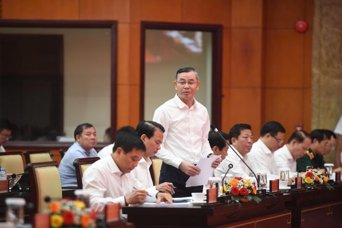  Bộ trưởng Tài chính Ngô Văn Tuấn phát biểu tại buổi làm việc giữa Thủ tướng với Ban Thường vụ Thành ủy TP.HCM. Ảnh: Hoài Bảo. 