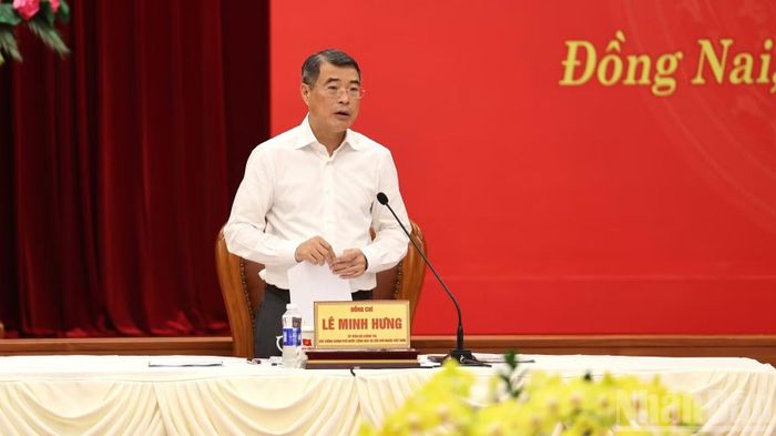 Thủ tướng Lê Minh Hưng phát biểu chỉ đạo tại cuộc làm việc với Ban Thường vụ Thành ủy Đồng Nai.