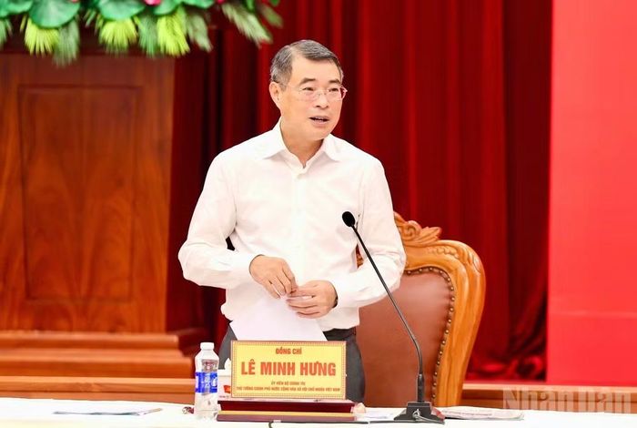  Thủ tướng Chính phủ Lê Minh Hưng phát biểu ý kiến chỉ đạo cuộc làm việc. (Ảnh: Thiên Vương) 