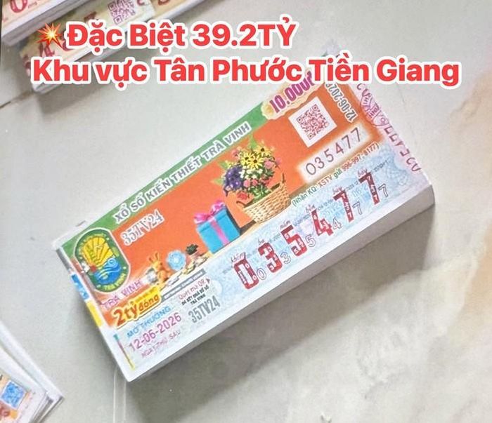 Nguyên cây vé số Trà Vinh trúng giải độc đắc và giải an ủi. Ảnh: ĐLVS Thanh