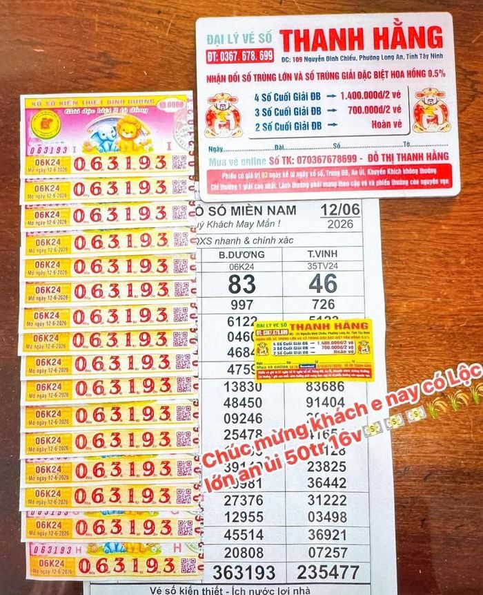 Giải an ủi của vé số Bình Dương được đổi tại tỉnh Tây Ninh. Ảnh: ĐLVS Thanh Hằng
