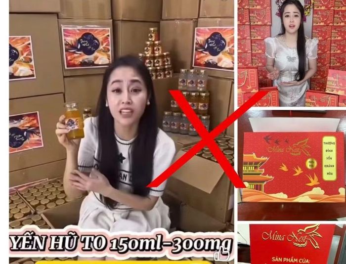 Vũ Thùy Trang livestream giới thiệu, bán sản phẩm mang nhãn hiệu "Mina Nest" và "Gold Nest" trên nền tảng mạng xã hội.