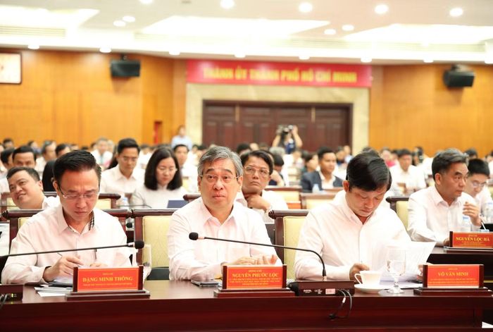 Lãnh đạo TPHCM tại buổi làm việc với Thủ tướng Chính phủ và đoàn công tác Trung ương. Ảnh: Ngô Tùng
