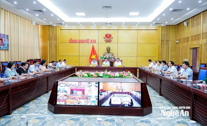 Toàn cảnh điểm cầu tỉnh Nghệ An. Ảnh: Phạm Bằng