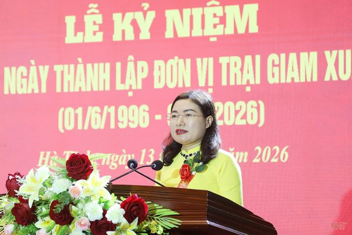 Phó Chủ tịch UBND tỉnh Nguyễn Thị Nguyệt phát biểu tại lễ kỷ niệm.