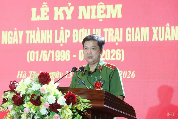 Thiếu tướng Nguyễn Thanh Trường - Cục trưởng Cục C10 phát biểu tại lễ kỷ niệm.
