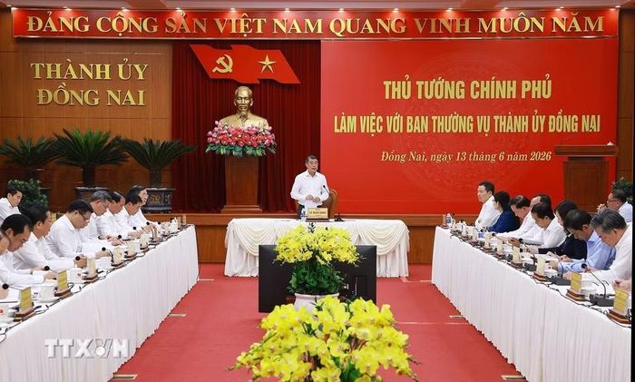 Thủ tướng Lê Minh Hưng phát biểu. (Ảnh: Dương Giang/TTXVN)