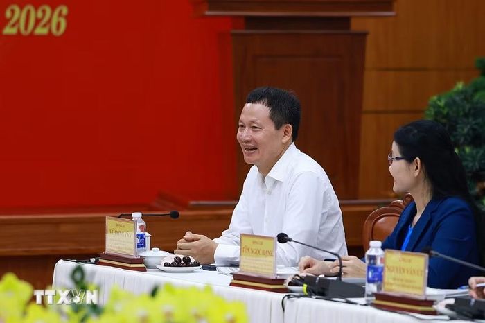 Bí thư Thành ủy Đồng Nai Vũ Hồng Văn tại buổi làm việc. (Ảnh: Dương Giang/TTXVN)