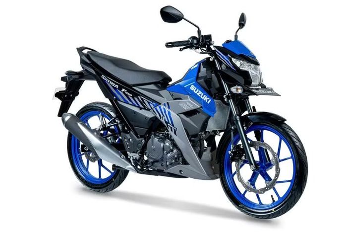 Suzuki Satria F150 tiêu chuẩn tại Indonesia vẫn giữ thiết kế hyper-underbone quen thuộc với cụm đèn trước nhỏ gọn và động cơ DOHC 147 cc. Ảnh: Suzuki.