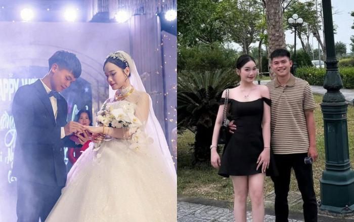 Cầu thủ Hồ Văn Cường và bà xã Nguyễn Linh.