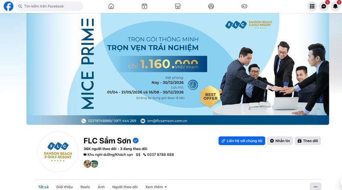 Fanpage chính thức của Quần thể du lịch nghỉ dưỡng sinh thái FLC Sầm Sơn với 36 nghìn người theo dõi.