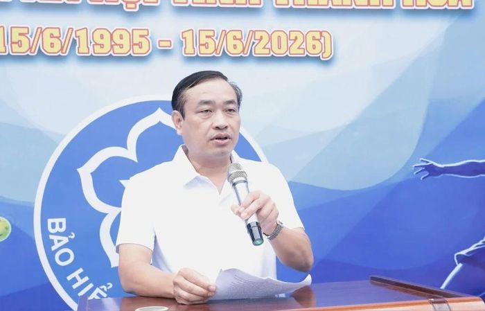 Phó Giám đốc BHXH tỉnh Thanh Hóa Vũ Nguyên Hiệp phát biểu khai mạc.