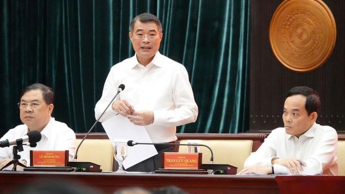Thủ tướng Lê Minh Hưng tại buổi làm việc với TP. Hồ Chí Minh, sáng 13/6.