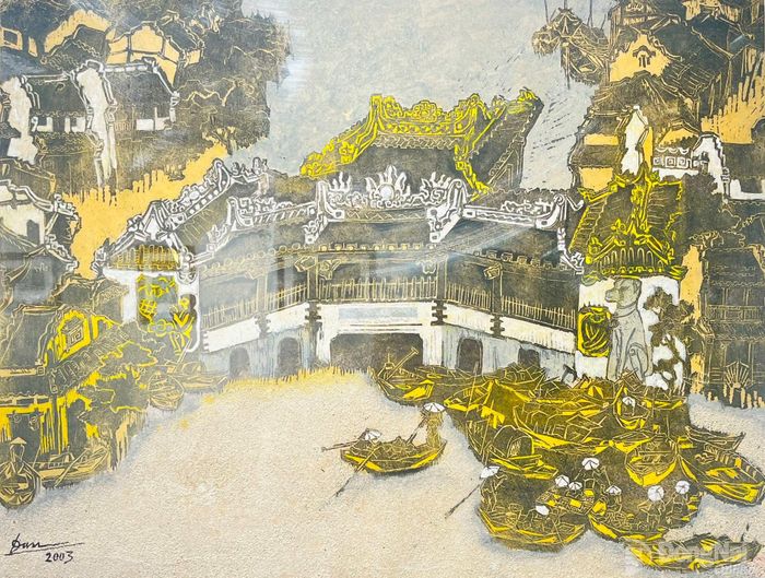Chùa Cầu Nhật Bản, Hội An tranh khắc gỗ của Trần Nguyên Đán.