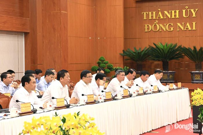 Các Phó Thủ tướng Chính phủ và bộ trưởng tham dự buổi làm việc. Ảnh: Công Nghĩa