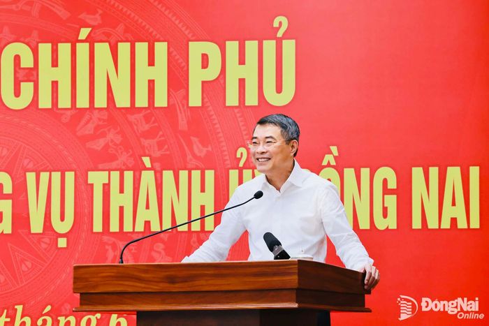 Ủy viên Bộ Chính trị, Thủ tướng Chính phủ Lê Minh Hưng phát biểu chỉ đạo tại buổi làm việc, bày tỏ tin tưởng và kỳ vọng lớn vào Ban Thường vụ Thành ủy Đồng Nai. Ảnh: Công Nghĩa