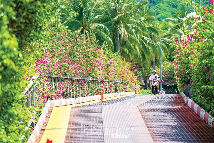 Cầu vào Hải Đảo hôm nay được xây dựng khang trang, kiên cố.