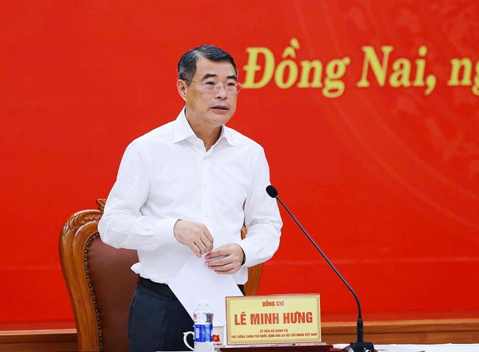 Thủ tướng Lê Minh Hưng phát biểu tại cuộc làm việc với Ban Thường vụ Thành ủy Thành phố Đồng Nai