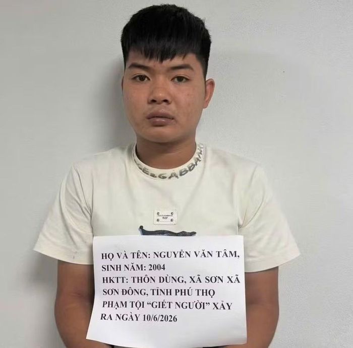 Đối tượng Nguyễn Văn Tâm tại cơ quan Công an.