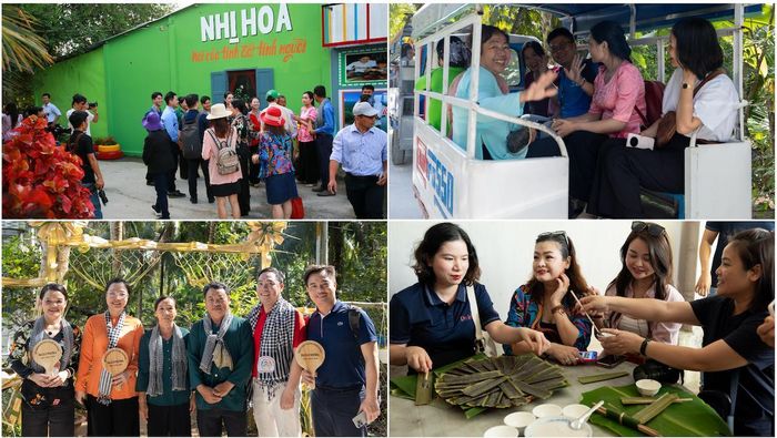 Du khách tham quan làng du lịch cộng đồng Nhị Hòa.