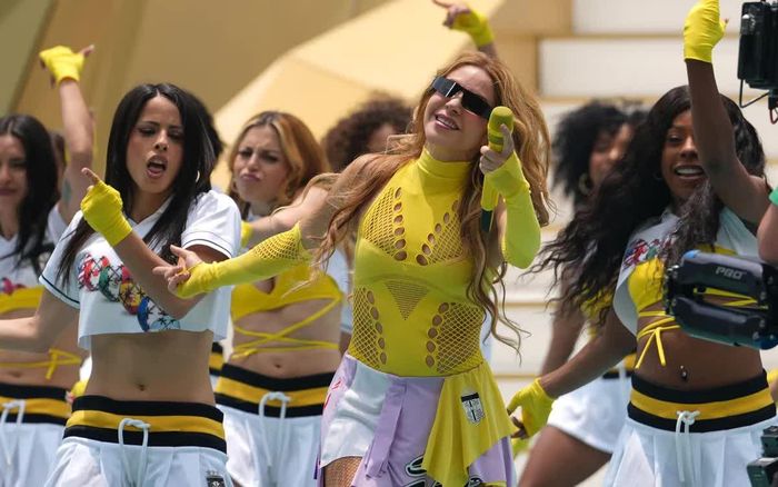 Shakira biểu diễn trong lễ khai mạc World Cup 2026 tại Mexico. (Ảnh: AP/Eduardo Verdugo)
