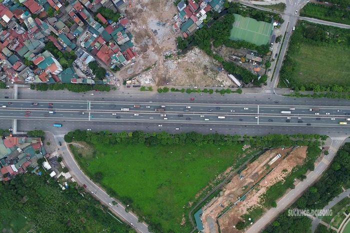 Khu vực dự kiến xây dựng hầm chui Tây Thăng Long tại nút giao với đường Vành đai 3 (Phạm Văn Đồng).