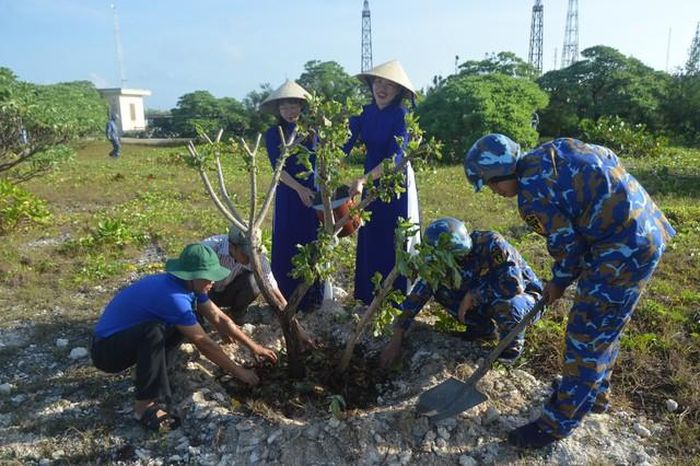 Trồng cây xanh ở Trường Sa.