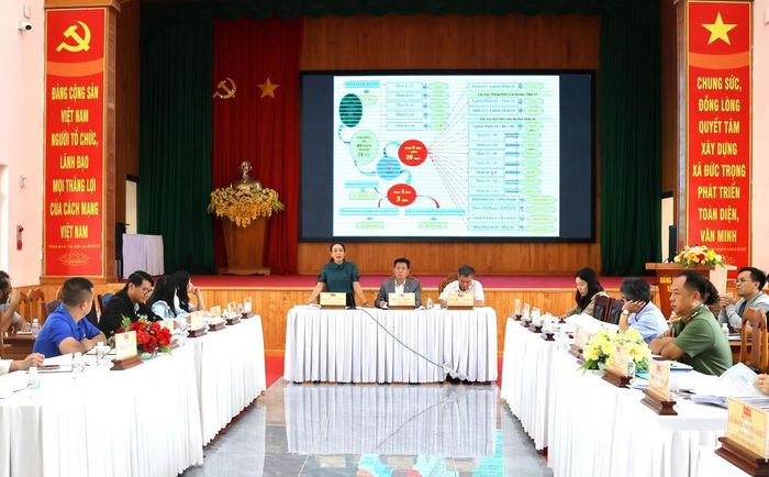 Quang cảnh hội nghị, góp ý Đề án sắp xếp thôn thành tổ dân phố tại xã Đức Trọng, tỉnh Lâm Đồng.