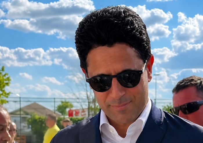 Chủ tịch PSG, ông Nasser Al-Khelaifi cũng có mặt tại sân Metlife để dự khán trận đấu. Ảnh: Twitter.
