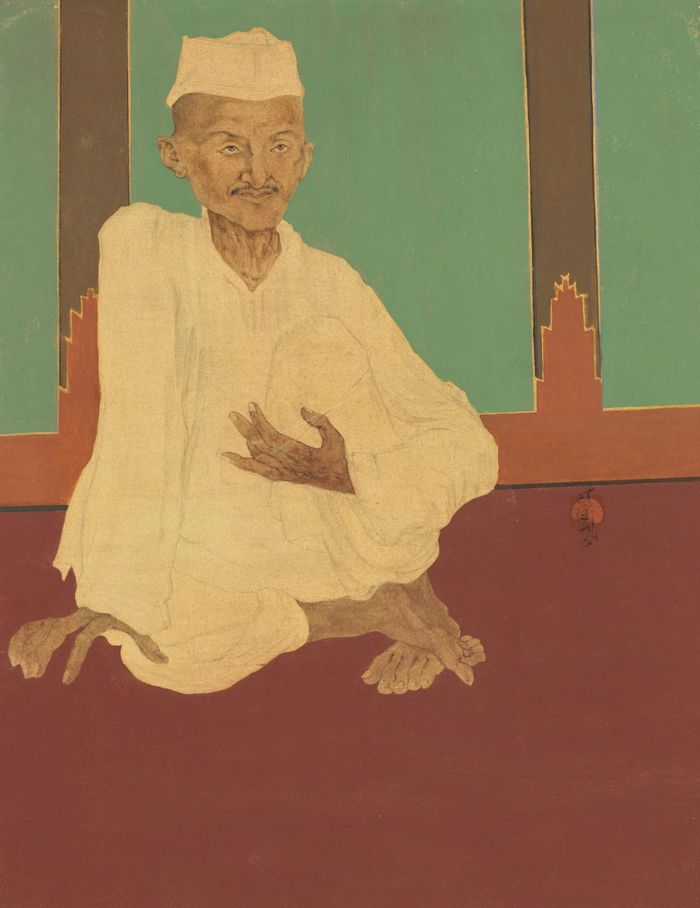 Tác phẩm Mahatma Gandhi (1922) của Abanindranath Tagore được bán với giá hơn 1 triệu bảng, vượt xa mức định giá ban đầu. Ảnh: Christie’s.