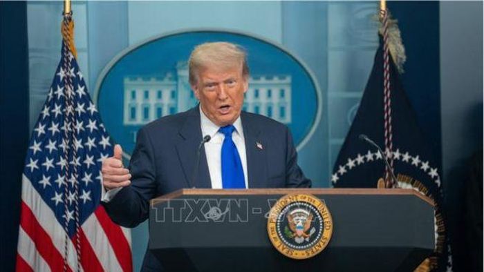 Tổng thống Mỹ Donald Trump phát biểu tại Nhà Trắng. Ảnh: THX/TTXVN